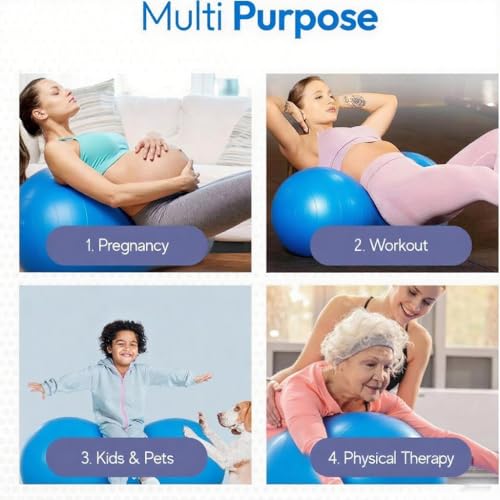 Blue Peanut Shape Exercise Ball 90x45cm Anti-Burst Fitness Yoga & Therapy