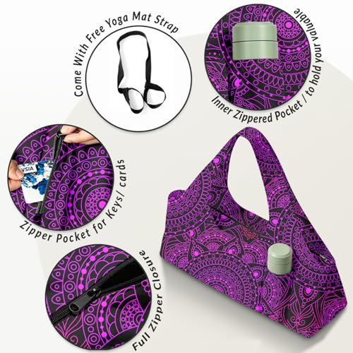 Large Yoga Mat Bag with Mat Strap - Purple-2