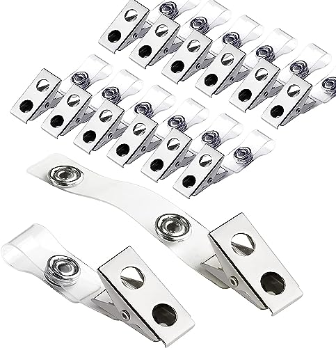 Metal Badge Clips with Clear PVC Straps - 30 Pack