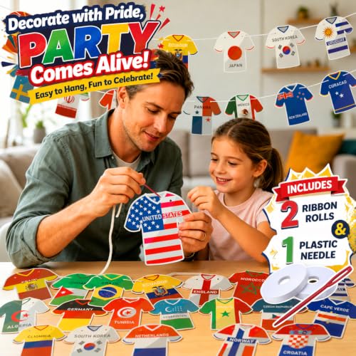 World Cup Jersey-Shaped Flag Banners - 48 Country Decorations