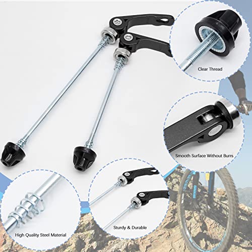 Quick Release Bicycle Hubs - Front & Rear Skewers Clip Kit - Black