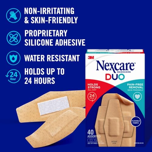 Duo Bandages - Painless Removal, Strong Adhesive, 40 Count