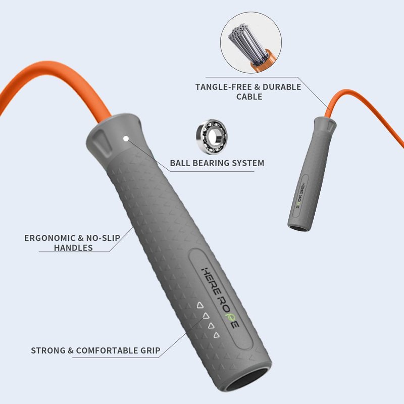 WILLGOO Hererope 1/2lb Adjustable Weighted Jump Rope, Heavy Skipping Rope with Lightweight & Comfortable Grip, Durable Cable, for Men Women, Weight Loss, Cardio Strength Training, Orange