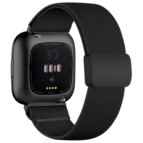 Stretchy Nylon Smartwatch Band for Fitbit Versa - Black