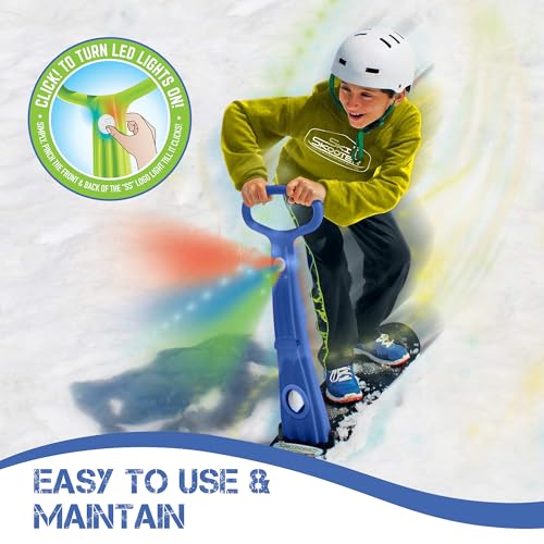 Foldable Snow Scooter with LED Light - Blue Ski Skooter for Kids