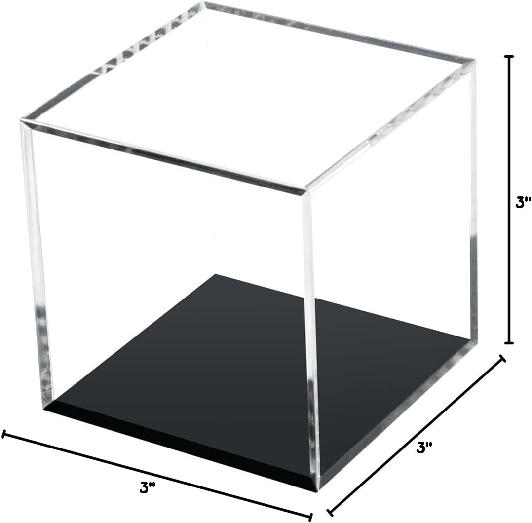 Skiennix Clear Acrylic Display Box - Dustproof Storage Organizer for Collectibles | 3x3 Inch