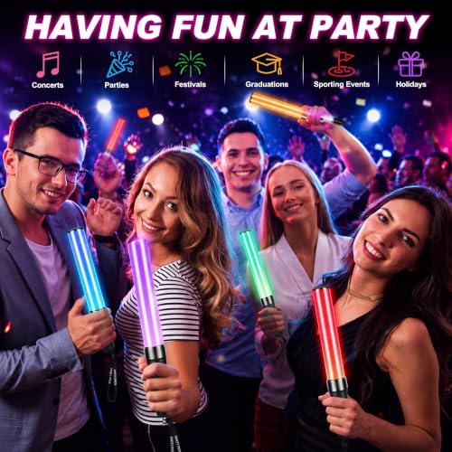 Lewtemi 2-Pack Halloween LED Glow Sticks - 15 Color Reusable Party Lights