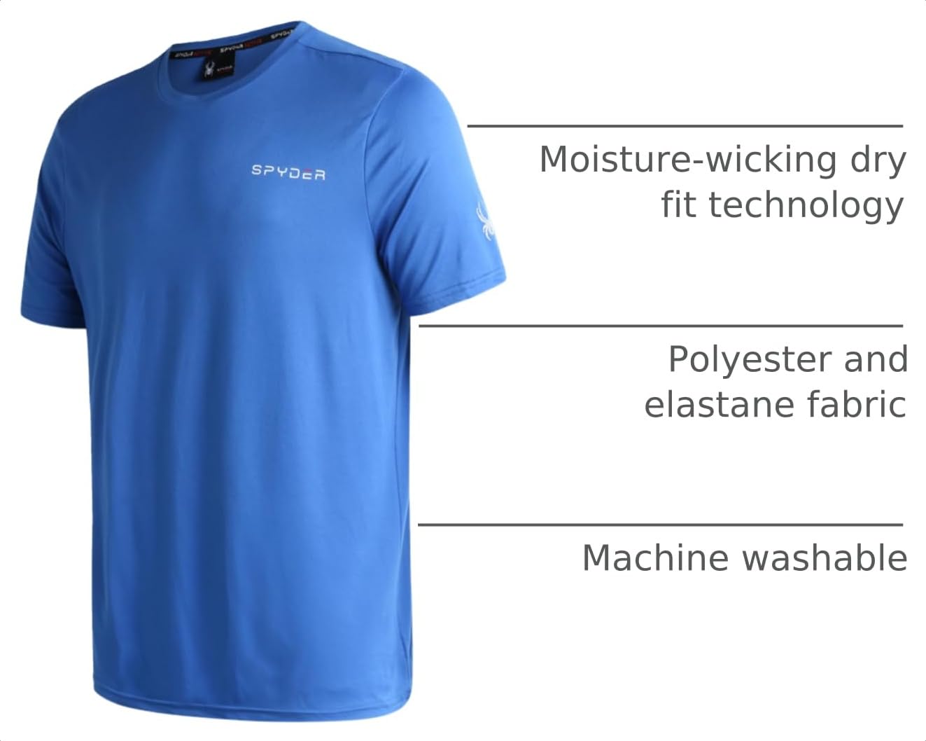 Spyder Mens Athletic Shirt Quick Dry Lightweight Short Sleeve Tee Royal