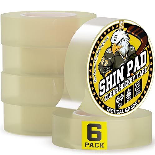 EAGLES Clear Hockey Tape Bulk Pack - 6 Rolls, 1 Inch Wide, Water & Snow Proof
