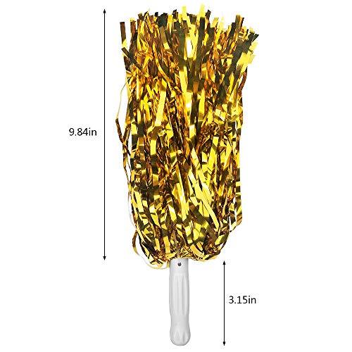 12 PCS Cheerleading Poms - Metallic Foil with Baton Handle