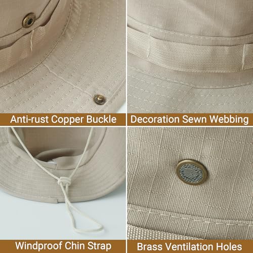 Sun Boonie Hat for Men - UPF 50+ Bucket Hat - Classic Khaki