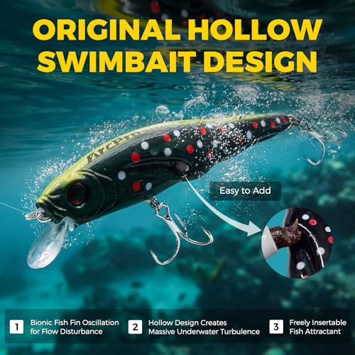 Topwater Fishing Lure - 3 8/9in Hard Swimbait with Hollow Cavity - Salar