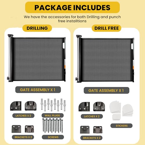 Retractable Baby Gates | Baby Gate for Stairs | Dog Gates for Doorways | Retractable Gates for Dogs 33" Tall, Extends up to 55" Wide | Dog Fence Indoor