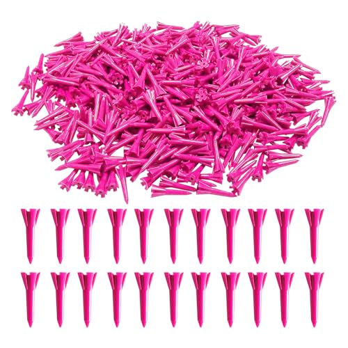 Short Golf Tees - 5 Prong Design, 1 1/2 Inch, Pink, 50pcs