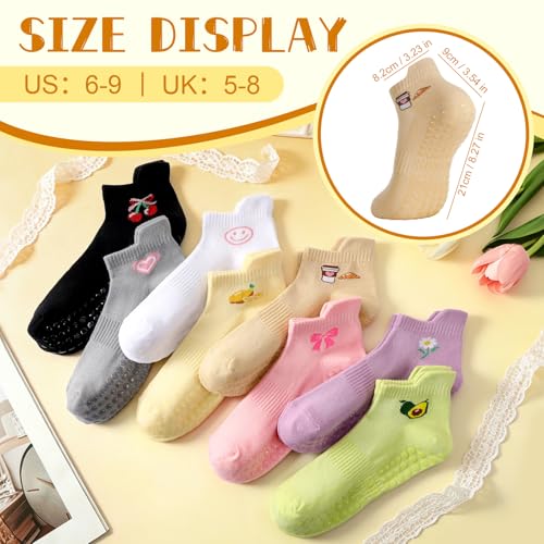Non-Slip Pilates Yoga Socks for Women - 8-Color Ankle Set