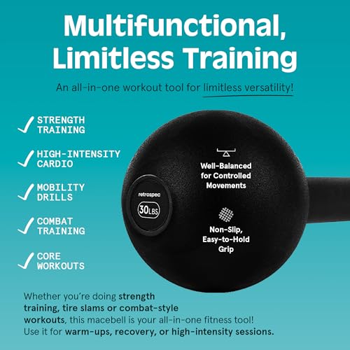 Steel Macebell for Strength Training - 10 lb Matte Black