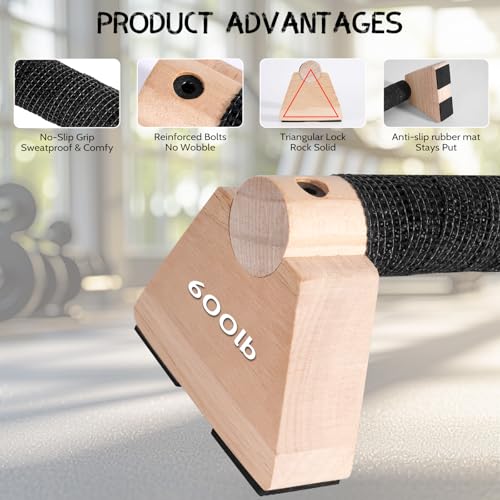 Solid Oak Wooden Parallettes Bars for Calisthenics Training