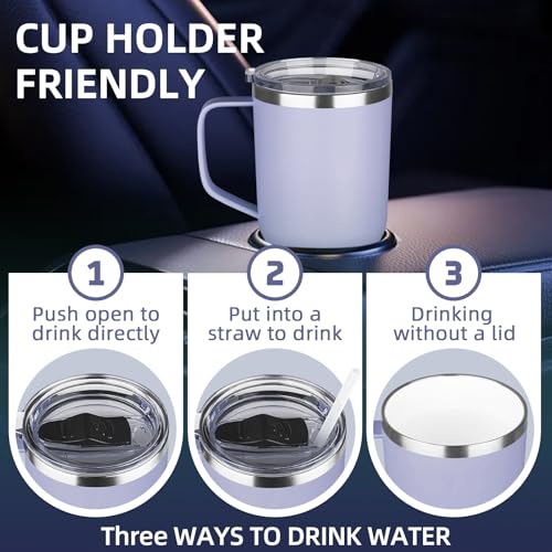 GUDEMAO 20 oz Insulated Coffee Mug with Ceramic Inner Coating - Light Purple