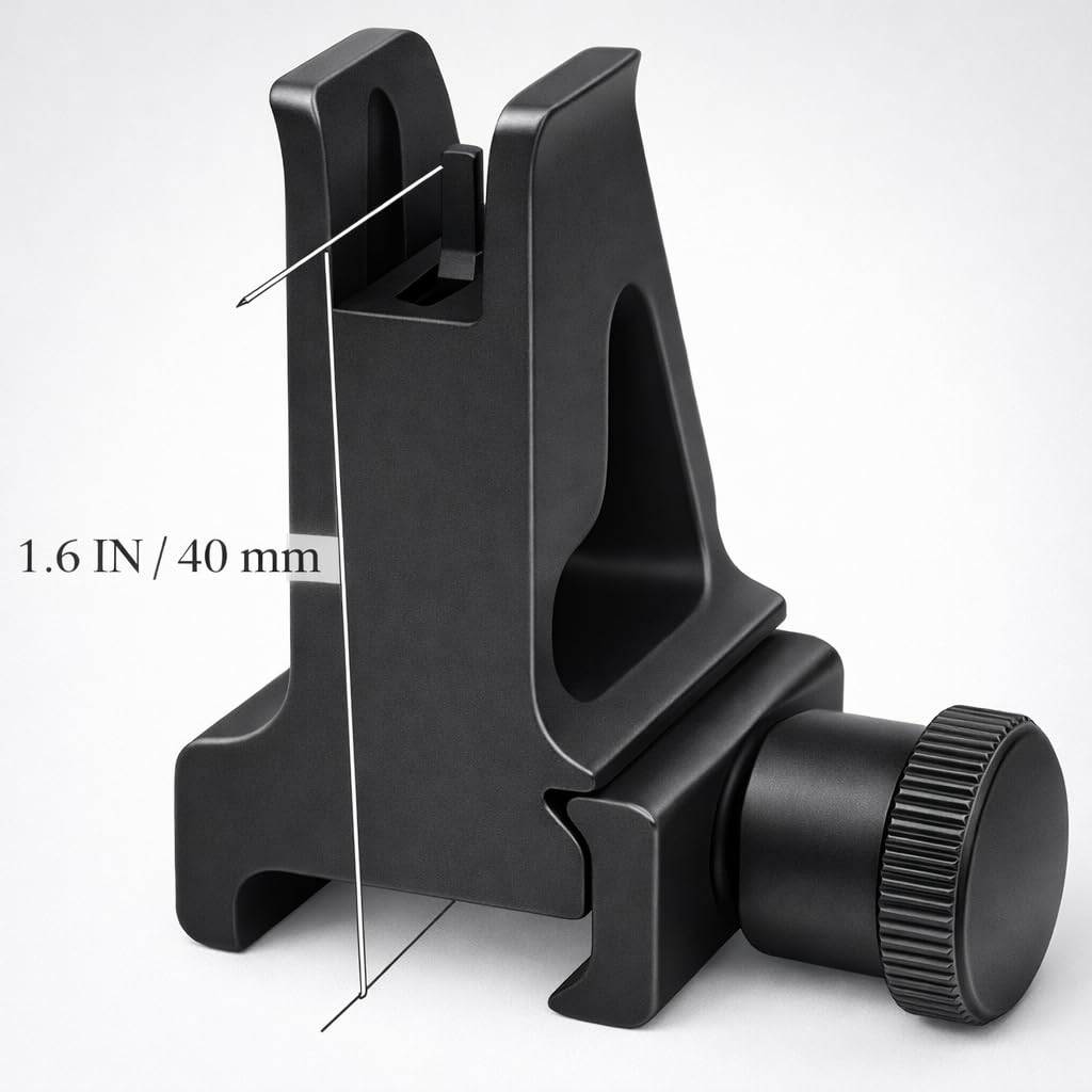 GOTICAL High Profile Front Iron Sight Compatible for Flat top Picatinny Weaver Rail with A2 Square Post Assembly - 2" Height (Pack of 1)
