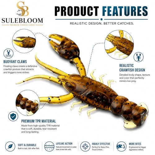 20-Pack 1.5-Inch Micro Craw Soft Plastic Fishing Lures - Scented Brown Crawdad
