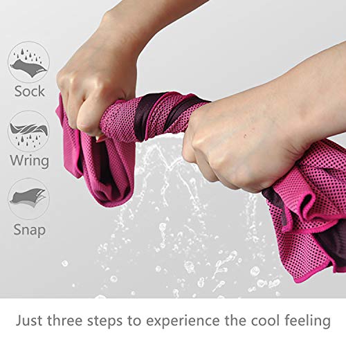 Cooling Towels 4 Pack - 40x12 Inch Microfiber Neck & Face Towels - Multicolor