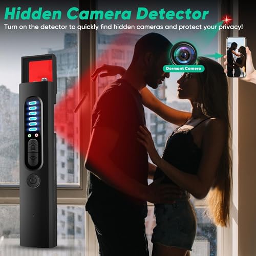 Hidden Camera Detectors and Bug Detectors, 2025 Anti-Spy Cameras Finder Detector, GPS Hidden Camera Detector, Tracking Device Detectors, Cameras Detector for Hotels, Home, Office (Black)