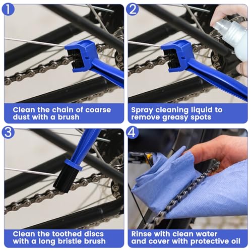 Motorcycle Chain Cleaning Tool Set - 3pcs Brush Kit