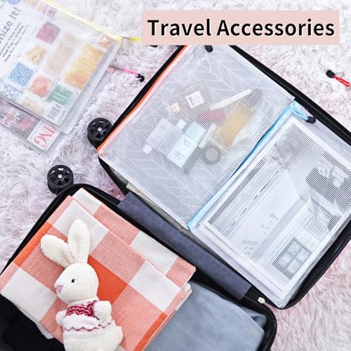 72 Pcs Mesh Zipper Pouch Set - A4 Waterproof Organizers in 12 Colors