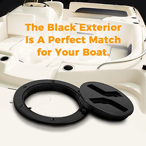 4" Non-Slip Round Boat Deck Plate Hatch - Black with Screws