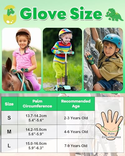 Kids Fingerless Bike Gloves - Protective Padded Cycling Gloves - Green, Large