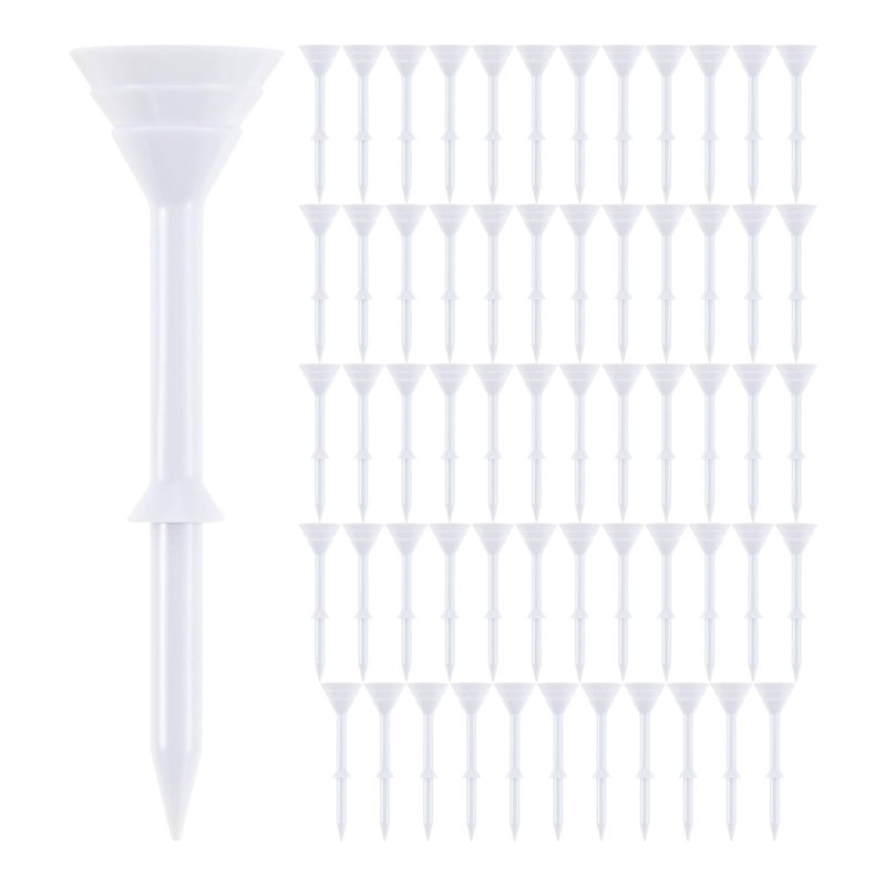 MUXSAM 83mm Golf Tees, 60Pcs Plastic Golf Tees, 3 1/4 Inch Long Unbreakable Golf Tees, Durable Stable Golf Tees for Practice Golf Lover, White