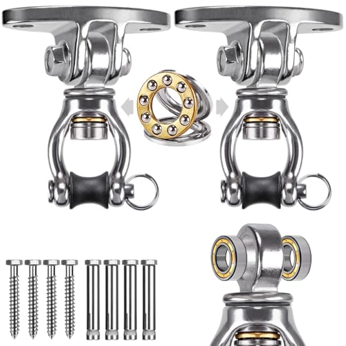 SELEWARE 360° Bearing Silent Swing Hanger, Stainless Steel Swivel Hook 2 Pcs – Heavy Duty