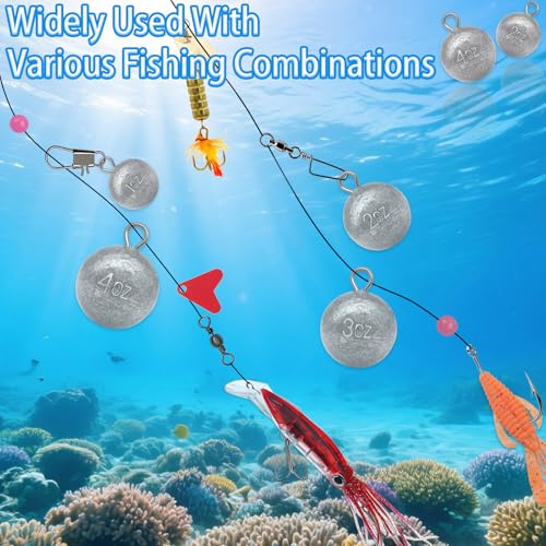 1oz Fishing Round Cannonball Lead Weights - 5 Pcs Assortment