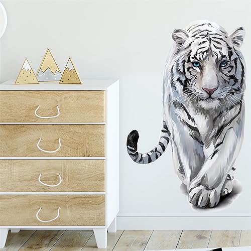 Black£¦White Spots Tiger Wall Stickers, sacinora Wild Animal Wall Decals Removable Vinyl Peel and Stick for Kids Baby Nursery Living Room Bedroom Children's Room Playroom Art Decorations
