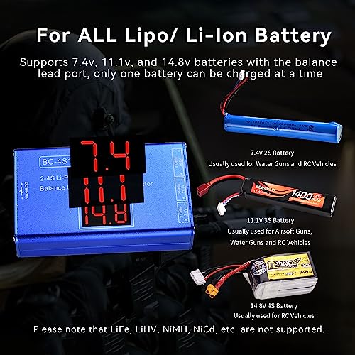 Smart Balance Charger for Lipo Li-Ion Batteries - 11.1V, 7.4V, 14.8V