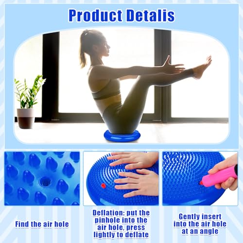 Wobble Cushion Set - 2 Inflatable Balance Discs with Pump - Blue & Red