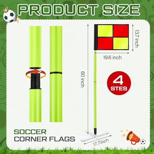 Soccer Corner Flags Set - 5ft Agility Poles with Steel Bases