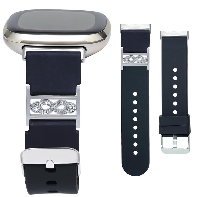 C&L Accessories Bands Compatible with Versa 3/4 Sense/Sense 2 Fashion Adjustable Silicone Strap with Charms, Infinite