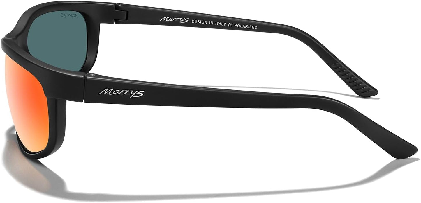 MERRY'S Polarized Wrap Around Sport Sunglasses - UV400 Protection for Men & Women | Ideal for Driving, Fishing, Cycling, Running