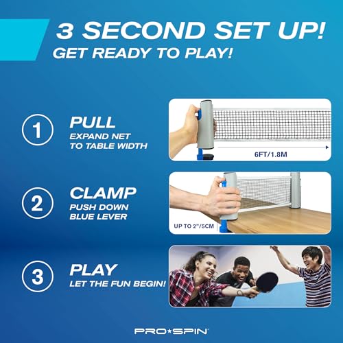 Retractable Ping Pong Net - 72" Table Tennis Net with Clamps - 1-Pack Blue