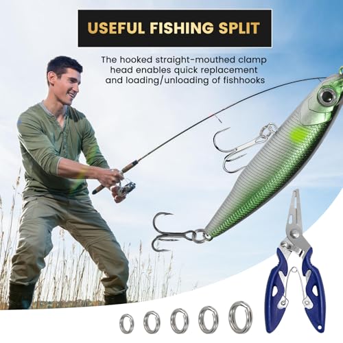 Variation 1 - 200 Pcs Stainless Steel Split Rings with Pliers Set for Fishing