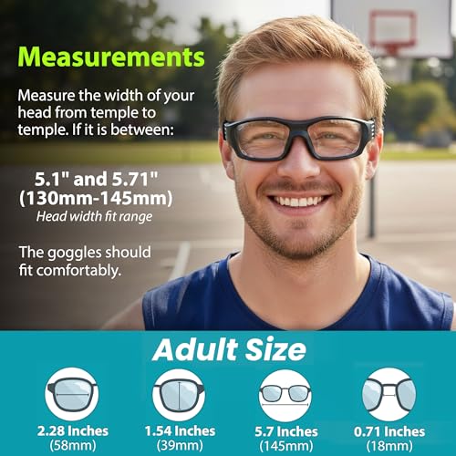 Sports Protection Goggles - Safety Glasses for Basketball & Outdoor Sports - Black