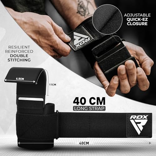 Weight Lifting Hooks with Neoprene Wrist Support - Black