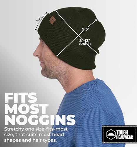 Stretch-Fit Insulated Beanie Hat for Men & Women - Black, One Size