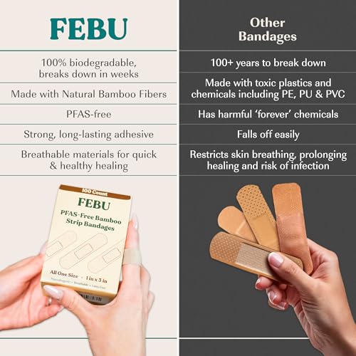 Eco-Friendly Bamboo Fabric Bandages - 75 Count, Hypoallergenic & Compostable