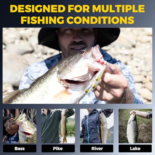 Bass Jerkbait Fishing Lures - Noisy, Deep Diving Hard Bait