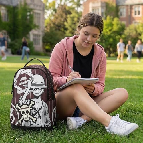 One Piece Luffy Character Art Brown Backpack with Laptop Sleeve