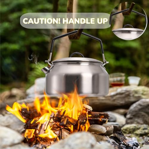 YIMITEE 1L Stainless Steel Camping Kettle Portable Outdoor Cookware for Hiking & Travel