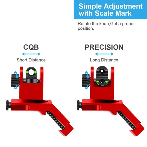 Fiber Optic 45 Degree Offset Iron Sight Set - Rapid Transition Front and Rear Backup Sights for Picatinny Rail (45 Degree Flip Up Sights-Red) ST4502R