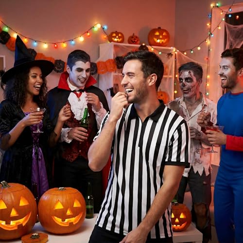 Large Referee Shirt with Whistle - Black and White Striped Jersey